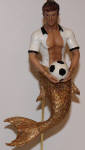 Goalie continues the sports theme for the mermen, and I love soccer. I used to play it back in high school. He is a cool merman. Love his gold tail