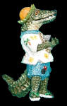 Not an easy ornament to find nowadays. He's Gal A Gator's husband. He likes to party with drink in hand. Party Gator it is!